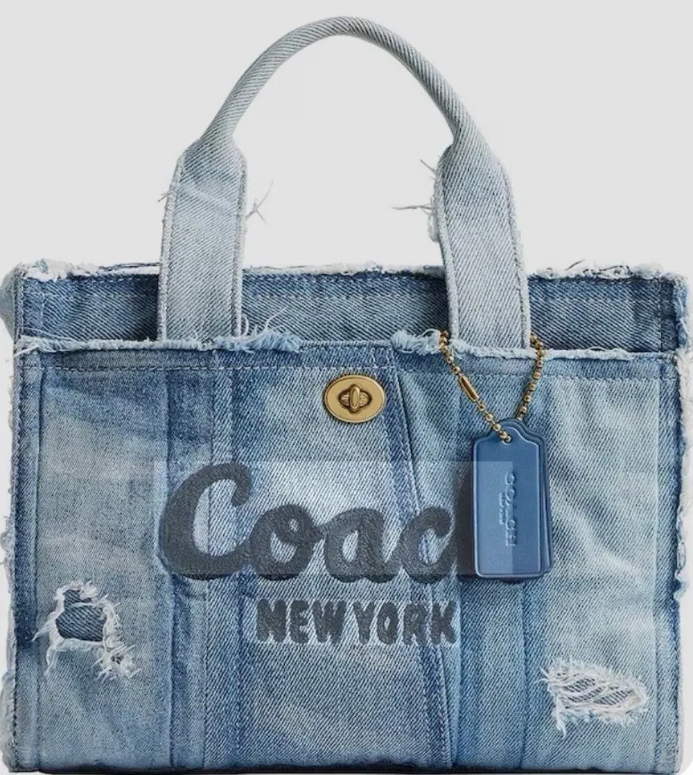 B17-005 Coach Cargo Tote Bag 26 Crossbody Repurposed Denim Patchwork CCX13 NWT
